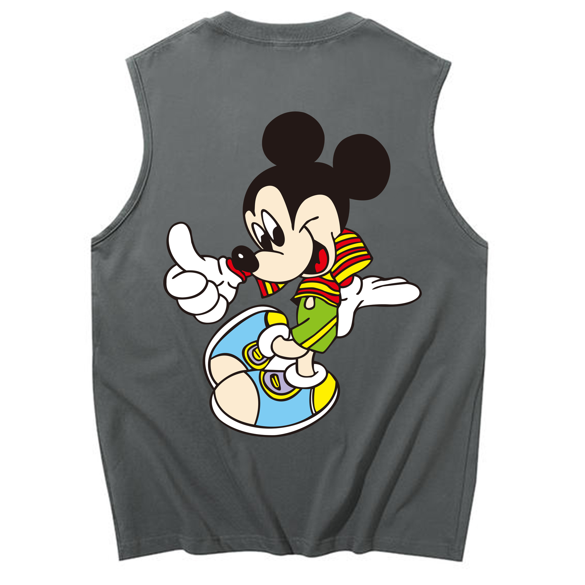 ミッキーマウス Mickey Mouse コットン100％タンクトップ（背面プリント）